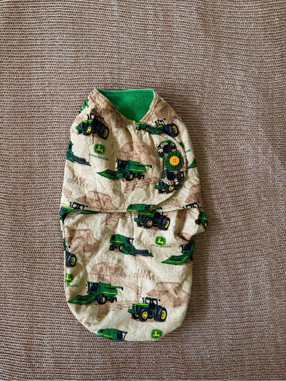 John Deere Beige and Green Tractor Sleep Sack for Kids